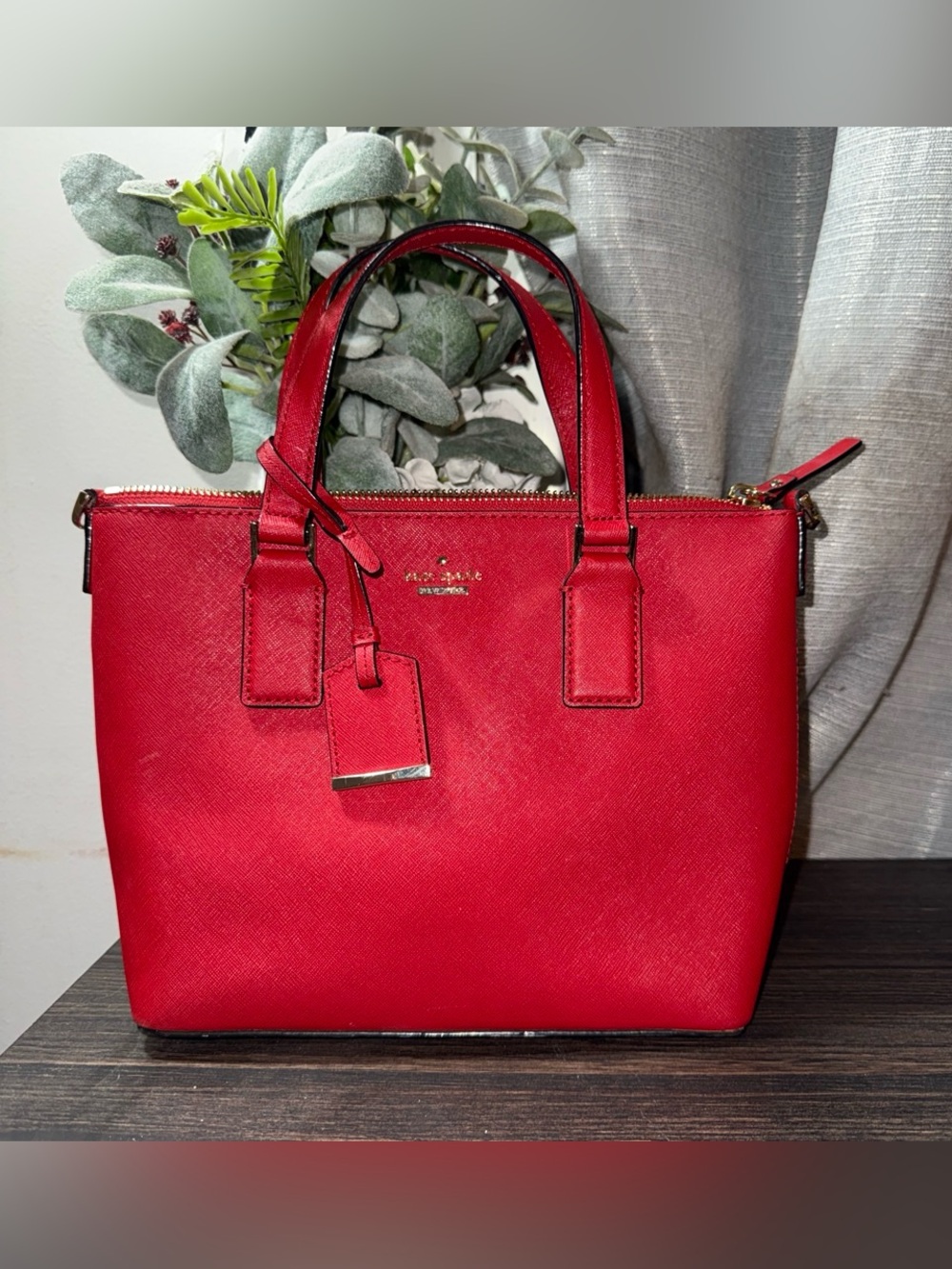 Kate Spade Red Cameron Street Lucie Satchel with Gold Hardware
